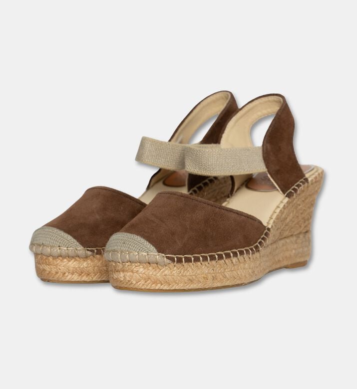 Salvi Suede Ankle-strap Wedge Espadrille, Brown, Eu-41, Packshot View