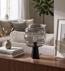 Light and Living Misty Glass Table Lamp, 30x30x46-cm, Grey, Packshot View