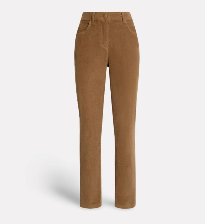 Luisa Spagnoli Ogniora Gold-tone Button Straight-leg Jeans, Brown, 46, Packshot View