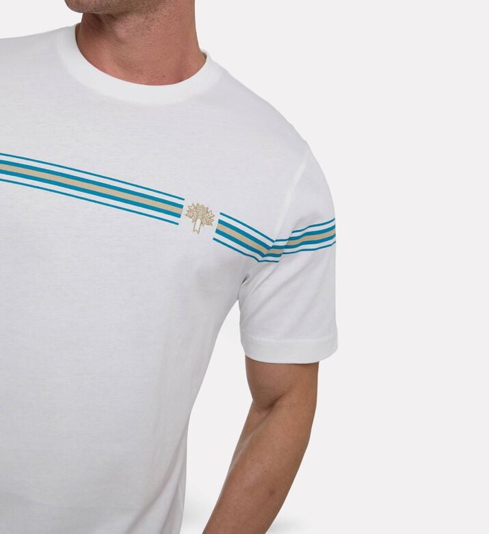 Pal Zileri Stripe Chest Print T-shirt, Model View