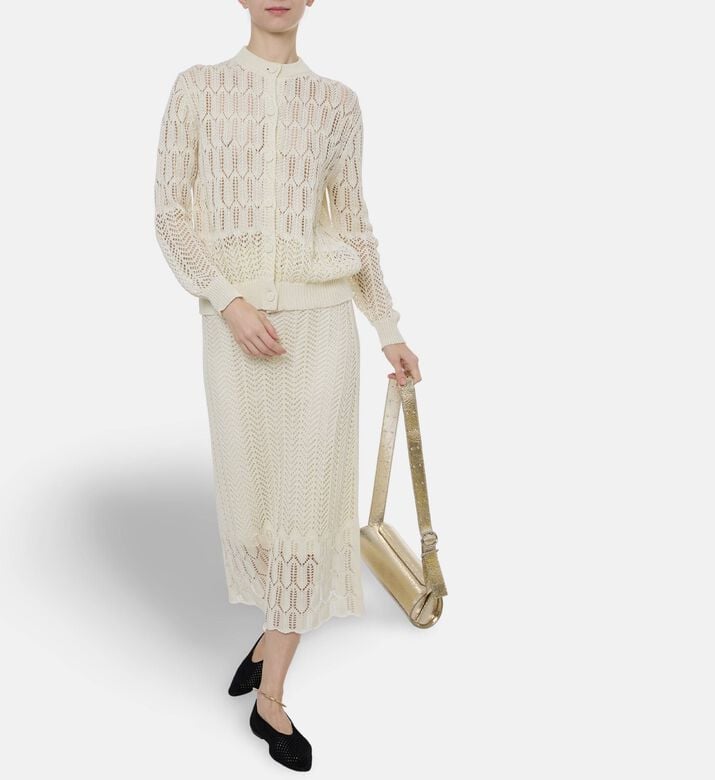 Jil Sander Zig-zag Pointelle Cardigan, Model View