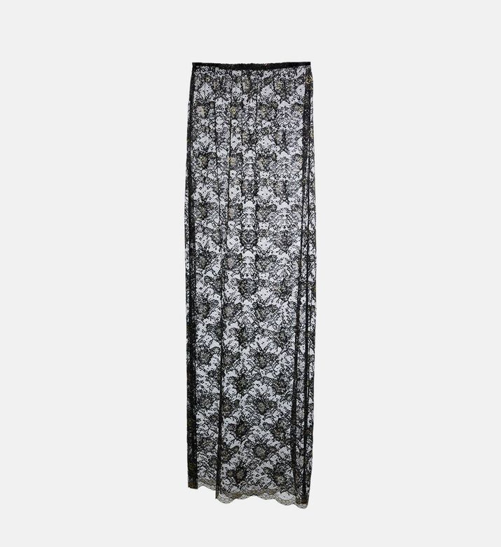 Savanna Black Floral Lace Sheer Maxi Skirt, Packshot View