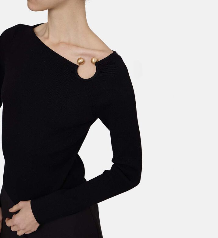 Asymmetric Neck Long-sleeve Top