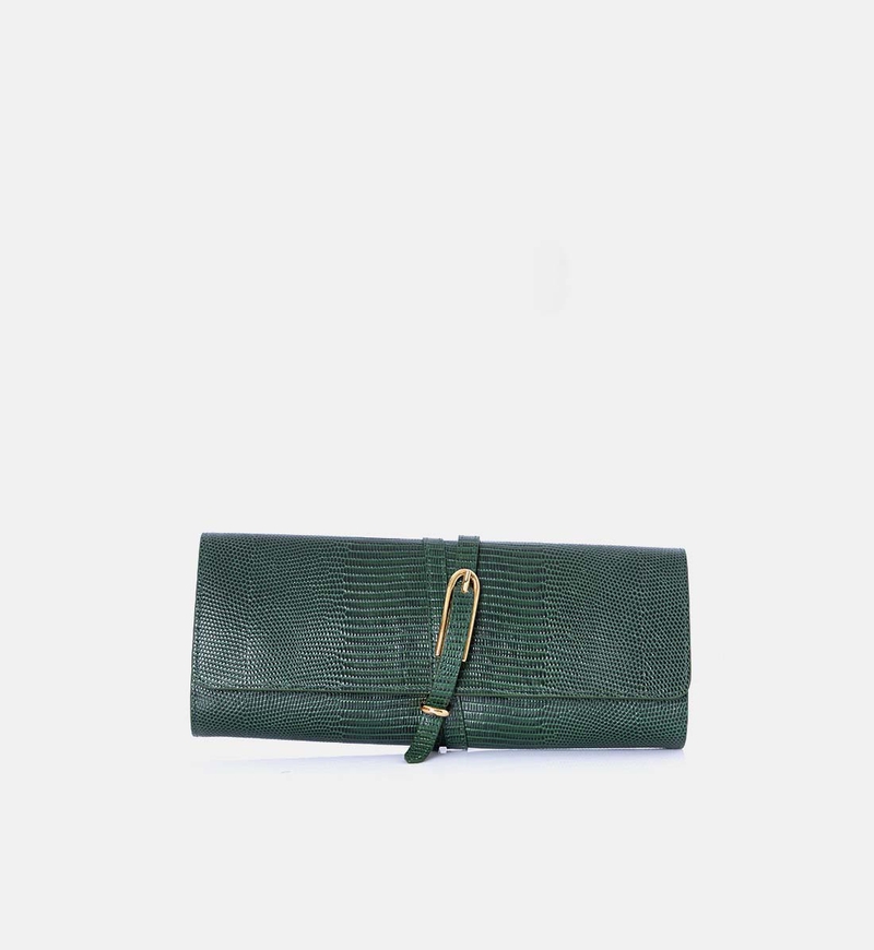 Snakeskin Pattern Belted Clutch