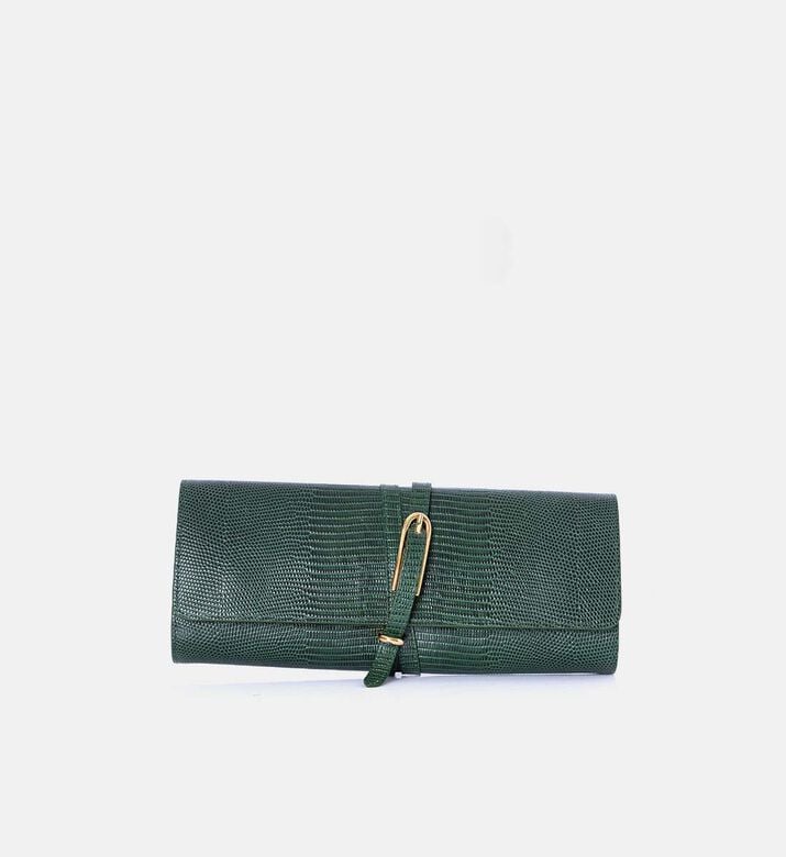 Snakeskin Pattern Belted Clutch