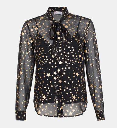 Lame Star Printed Silk Shirt