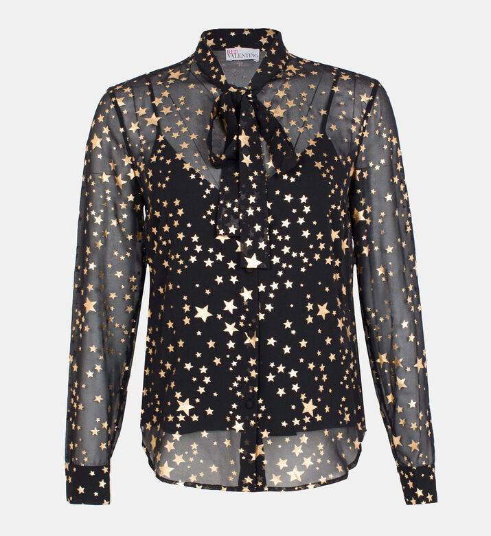 Lame Star Printed Silk Shirt