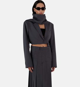 بليزر قصير مع وشاح جانبي