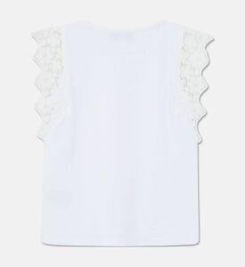 Tartine et Chocolat Lace-trim Cap Sleeves T-shirt, White, 8y, Packshot View