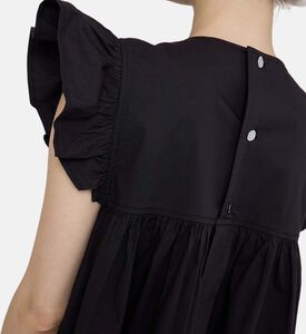 Stretch Cotton Frill Sleeve Dress