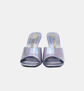 حذاء ستيفي مفتوح من الخلف جلد بتأثير ميتاليك