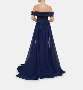Neoprene Twisted Off-shoulder Dress