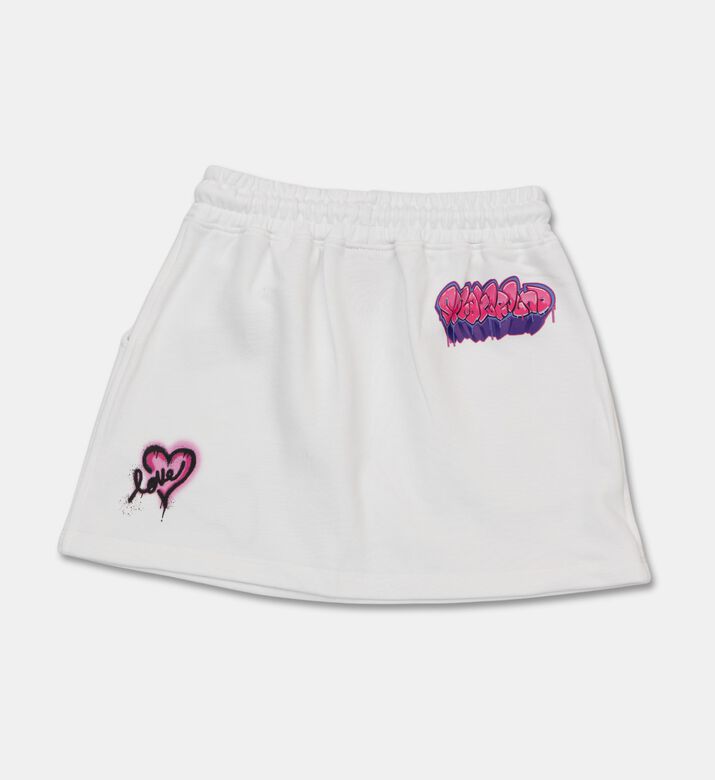 Sprayground Graphic Drawstring Mini Skirt, White, 8y, Packshot View