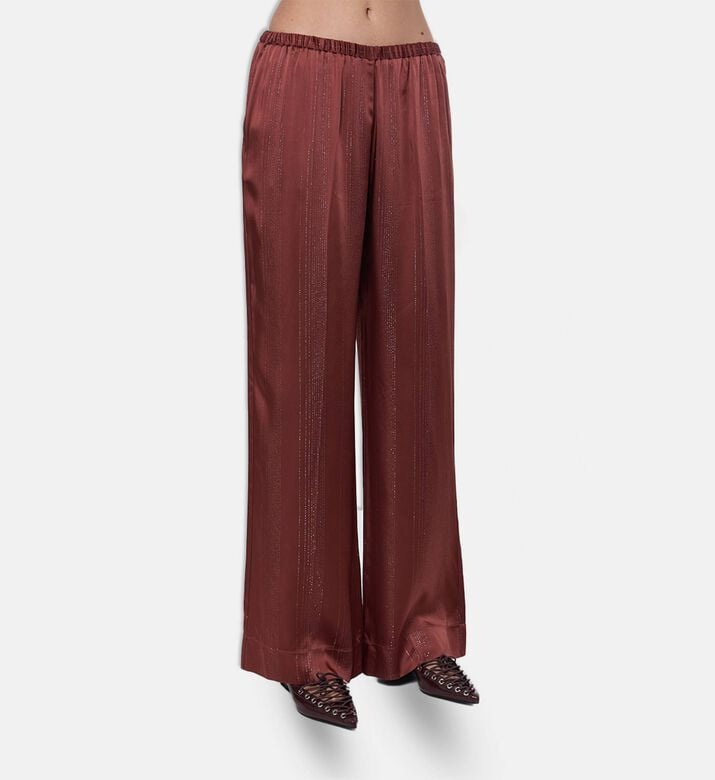 Forte-Forte Satin Pinstriped Regular-fit Trousers, Model View