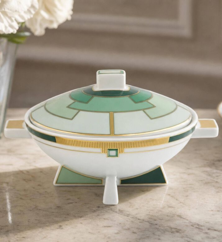 Vista Alegre Emerald Sugar Bowl, Model View