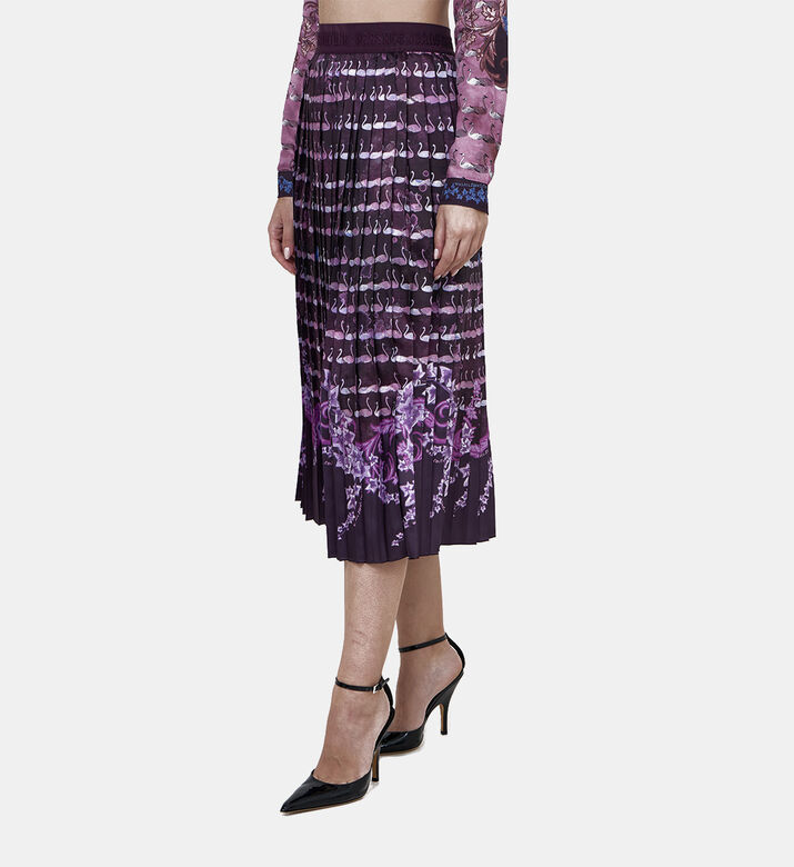 Swan Print Pleated Skirt