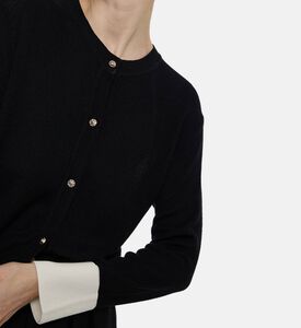 Edward Achour Paris Contrasting Cuffs Gold-toned Buttons Cardigan, Model View