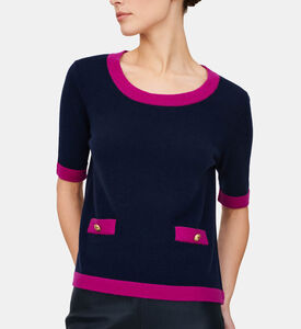 كنزة صوفية بجيوب أمامية بلون مغاير