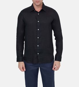 قميص كتان كلاسيكي بياقة بصف أزرار