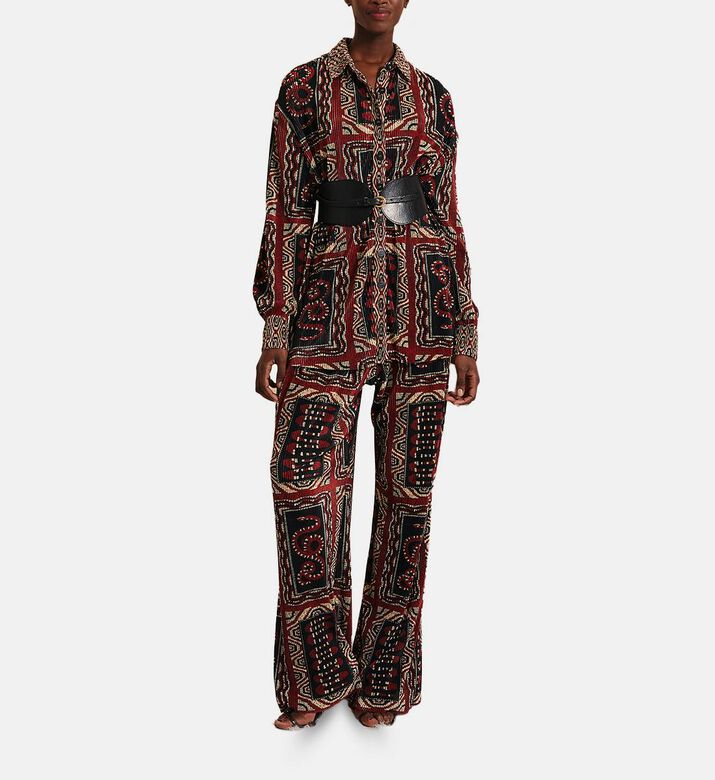 Snake Scarves Pleated Shirt
