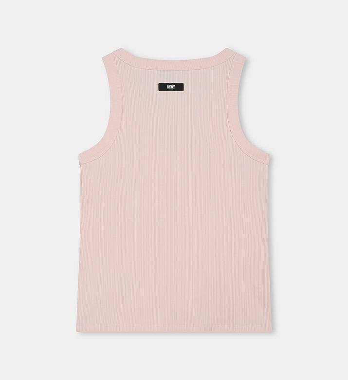 بلوزة بدون أكمام مرنة بطبعة لوغو للبنات بلوزة بدون أكمام مرنة بطبعة لوغو للبنات