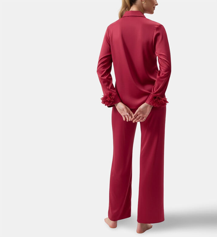 Rya Sweetie Buttoned Pajama Set, Red, Xl, Model View