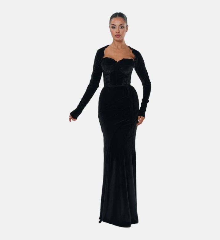 Velvet Off-shoulder Maxi Gown