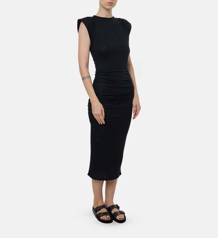 Padded Shoulder Short-sleeve Dress