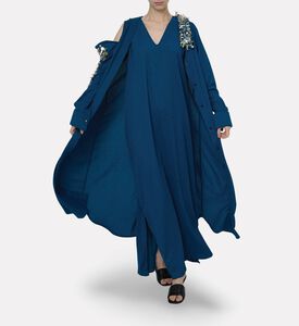 Dalia Al Azem Shoulder Cut-out Embellished Maxi Shirt Dress, Model View