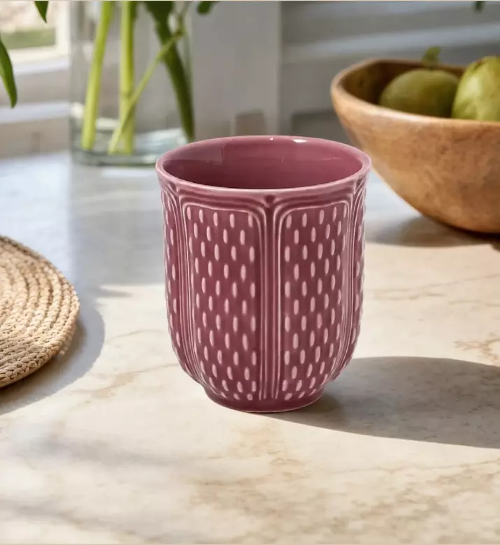 Gien Rose Pivoine Embossed Tea Cup, Model View