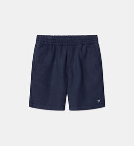 Embroidered Logo Linen-cotton Blend Shorts
