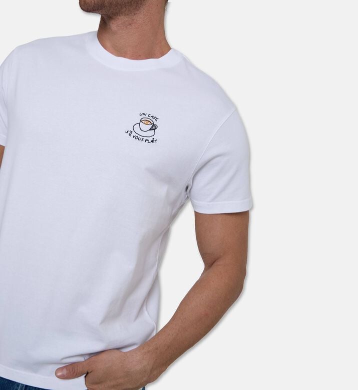 Maison Labiche Popincourt Un Caf&eacute; Embroidered T-shirt, Model View