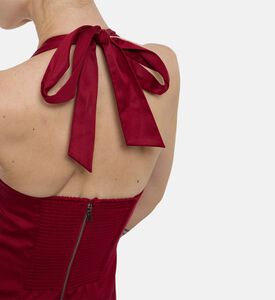 Alice and Olivia Halter Neck Sleeveless A-line Midi Dress, Model View