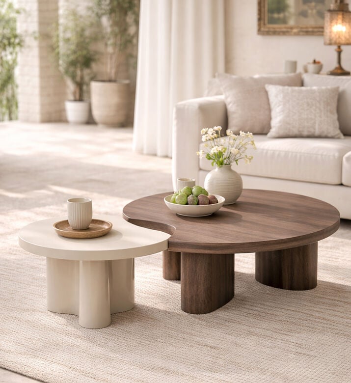 Home Deco and More Pacman Oak Coffee Table, Packshot View