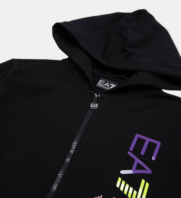 Black Cotton Zip-up Hoodie