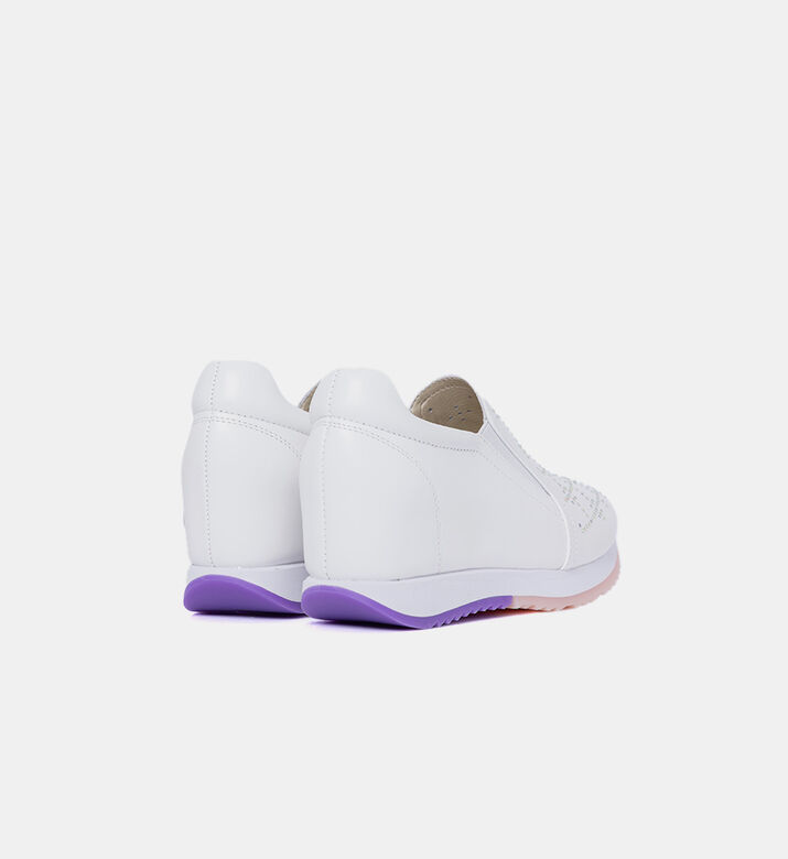 Baldinini Leather Rhinestone-embellished Slip-ons Sneakers, White, Eu-41, Packshot View