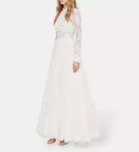 L Atelier Du Luxe Chantilly Lace Long-sleeve Gown, Model View