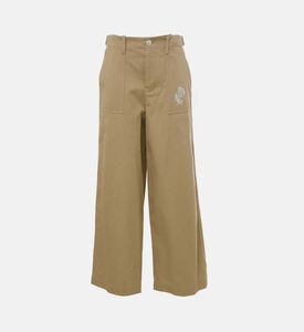 بنطال بجيوب مفتوحة وطبعة أزهار