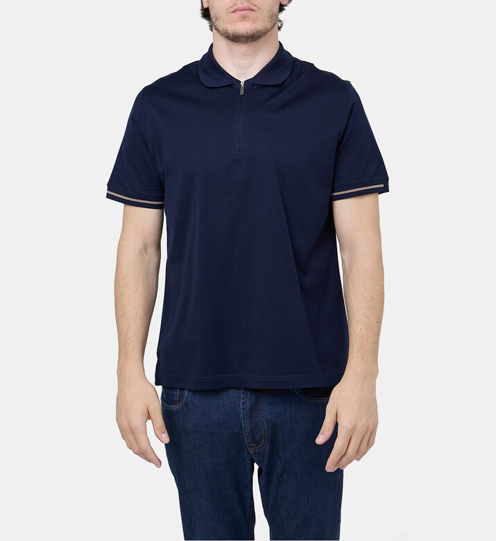 Half-zip Collar Cotton Polo Shirt