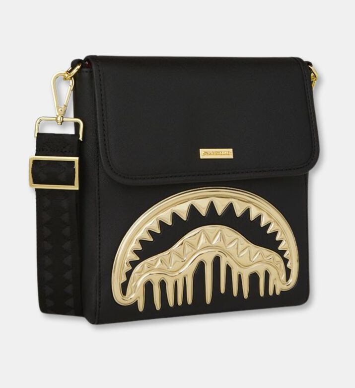 Sprayground Gold Drips Shark Mouth Messenger Bag, Packshot View