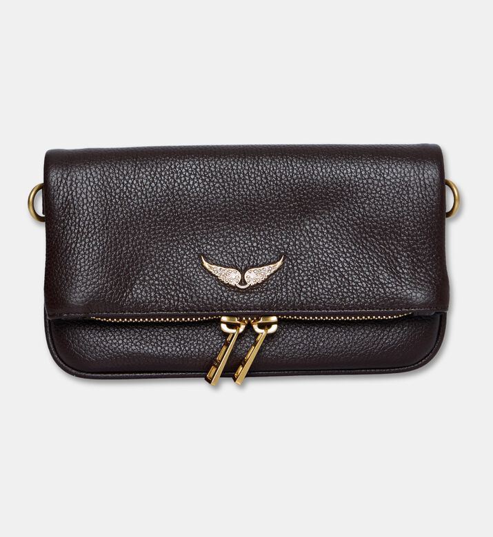 Zadig et Voltaire Embellished Logo-detail Crossbody Flap Bag, Dark-brown, Packshot View