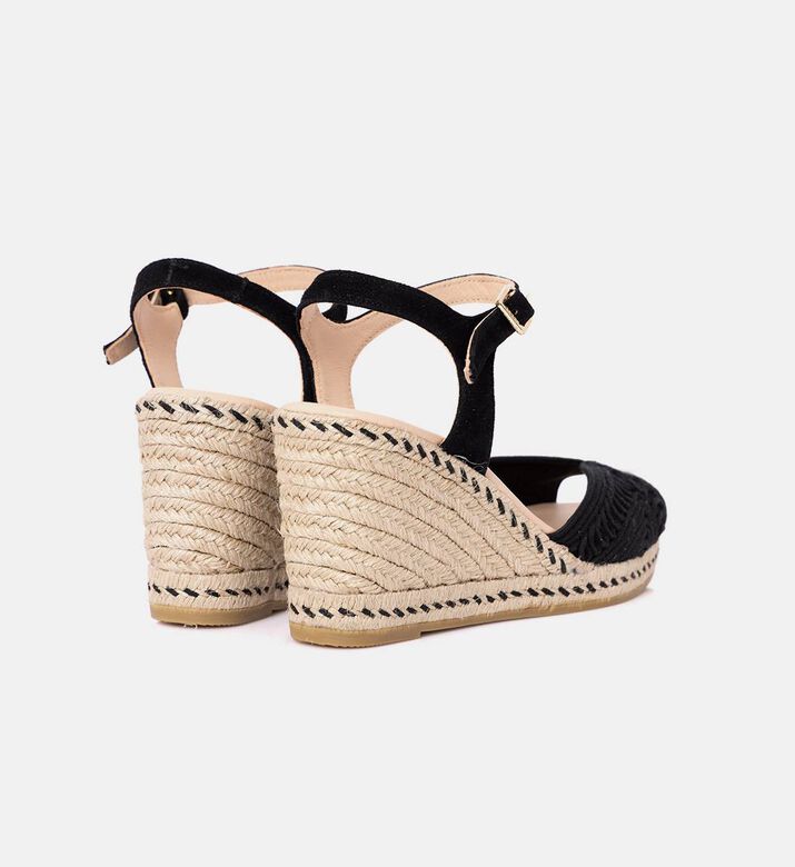 Black Jute Wedge Sandals