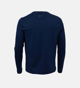 تي شيرت قطني بأكمام طويلة وشعار الماركة