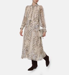 Ba and Sh Snake Skin-print Long-sleeve Dress, Model View