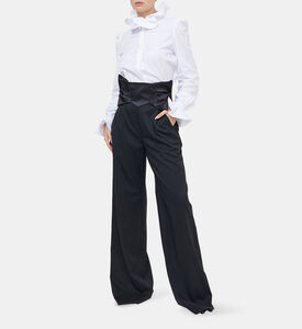 بنطال مشد بأرجل واسعة وخصر عالي