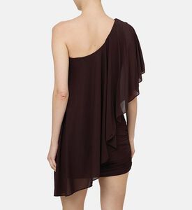 فستان بكتف واحد مكشكش