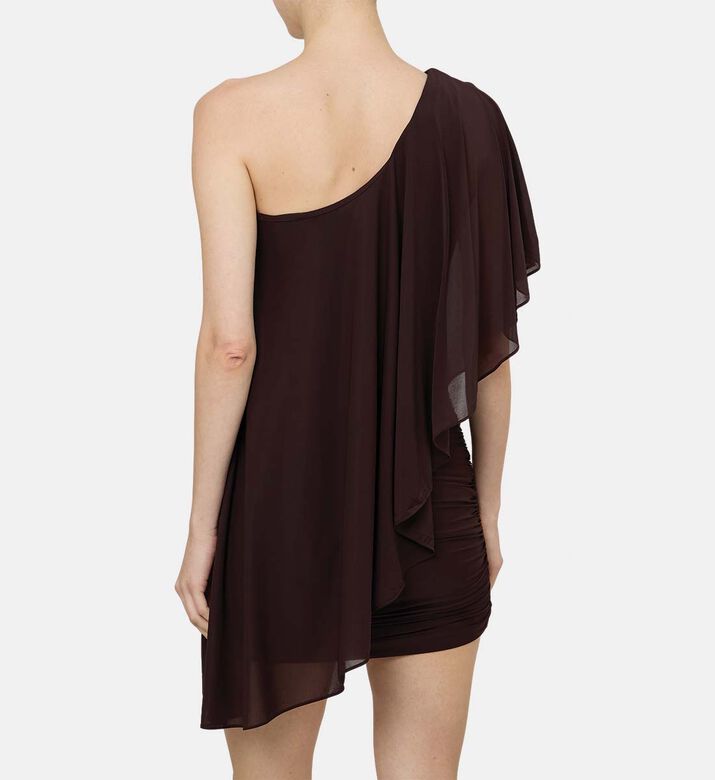 فستان بكتف واحد مكشكش