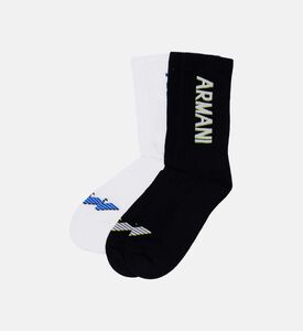 Ribbed Socks With Vertical Logo