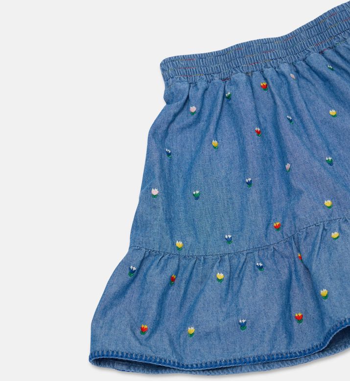 Stella McCartney Embroidered Denim Ruffle Skirt, Packshot View