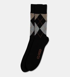 Closed Argyle Knit Socks, Black, L, Packshot View